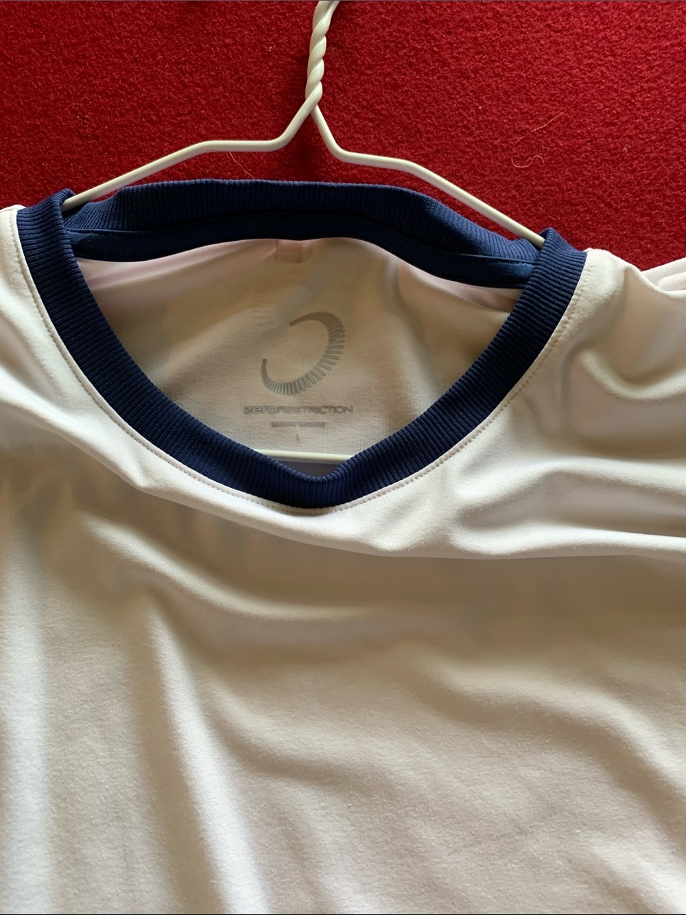 Men's Short Sleeve Crew Neck Tee - White with Navy Trim